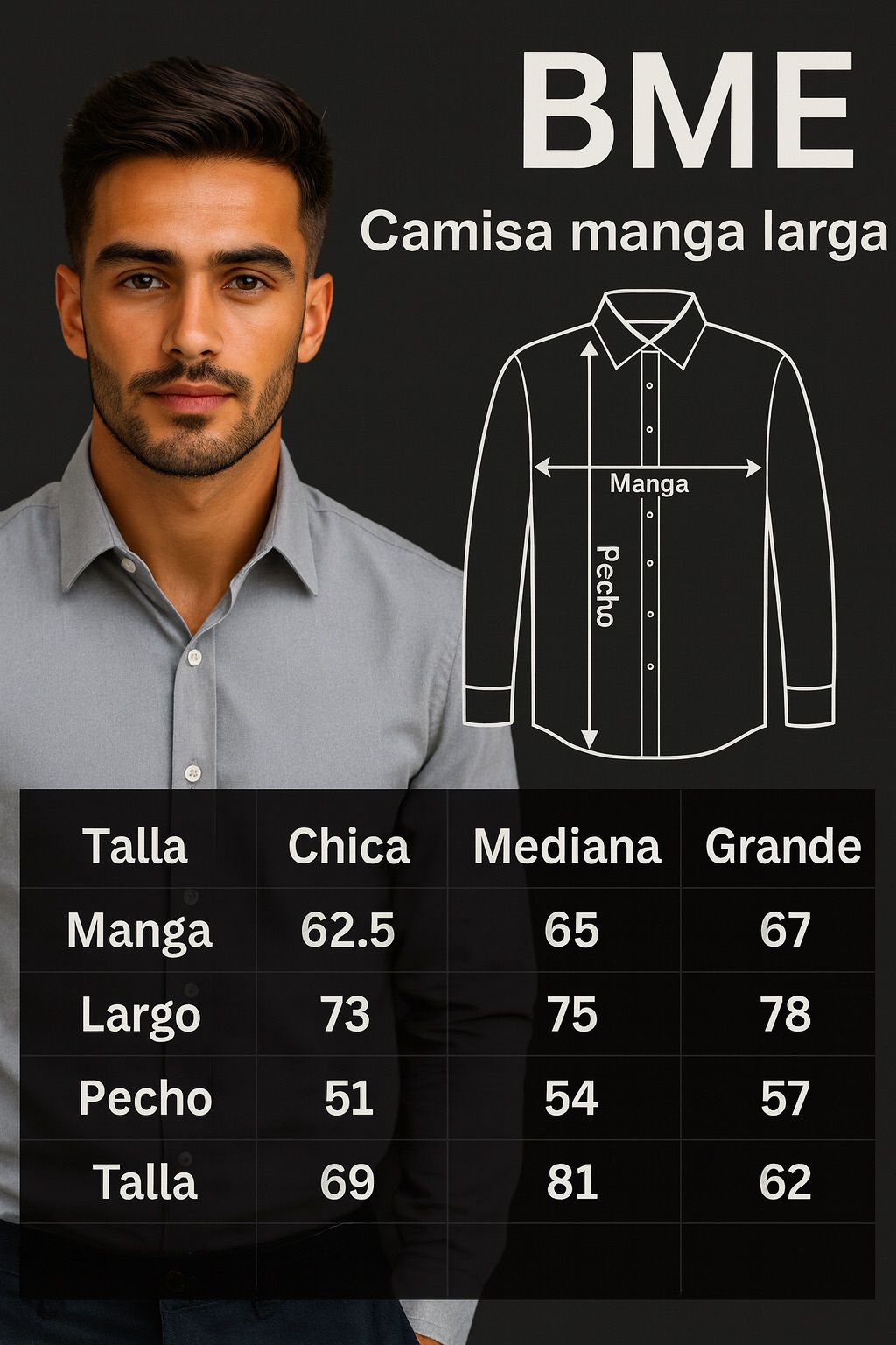 Camisa manga larga bordado frontal