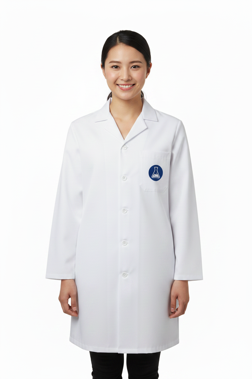 Bata blanca de laboratorio de gabardina