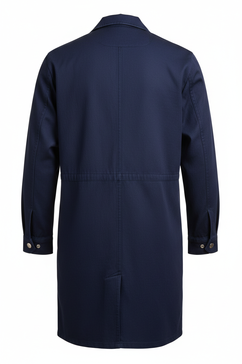 Bata industrial marino de gabardina
