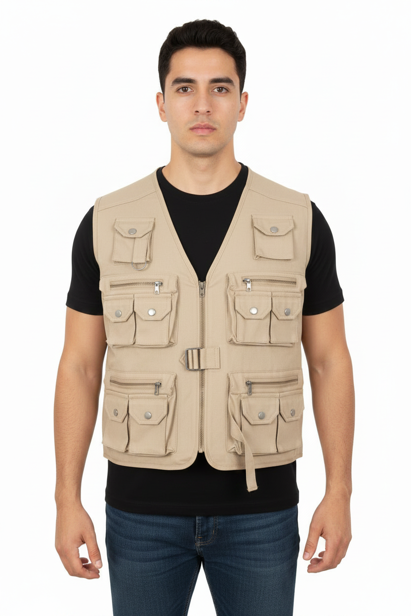 Chaleco cargo plus color beige