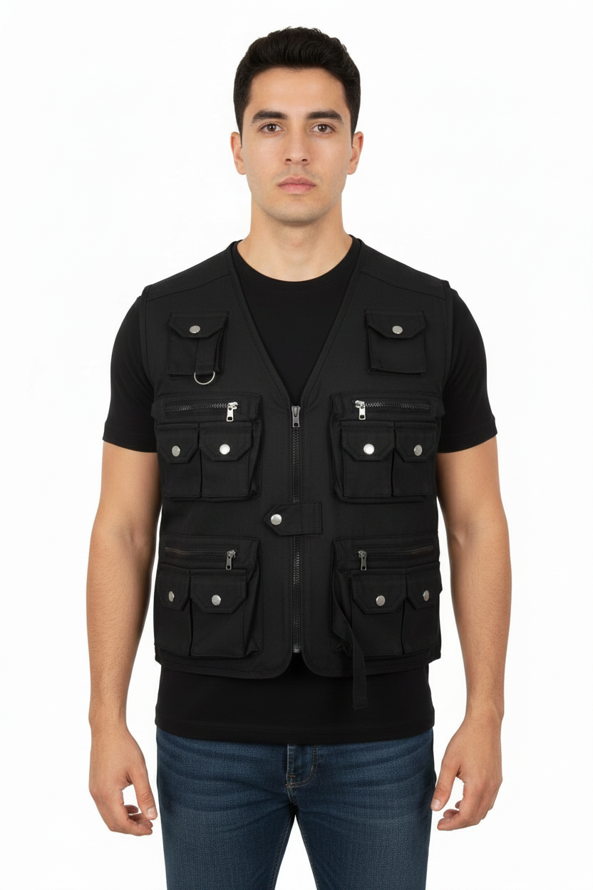 Chaleco cargo plus color negro