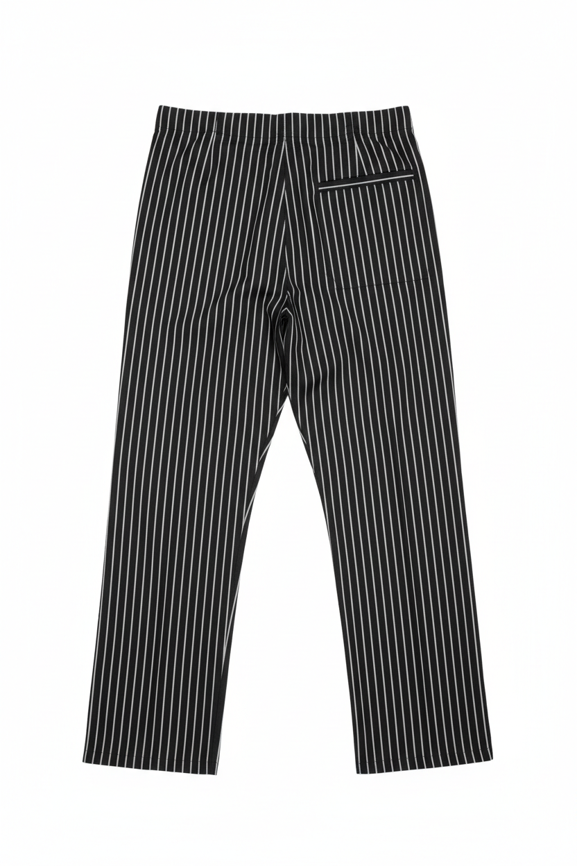 Pantalón negro con rayas blancas