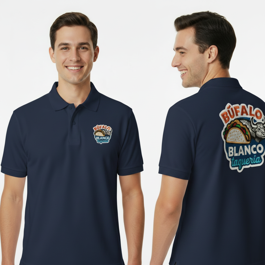 Playera bordada por ambos lados
