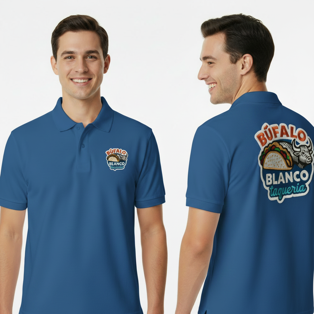 Playera bordada por ambos lados