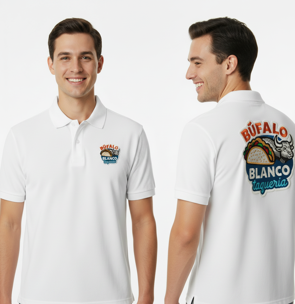 Playera bordada por ambos lados