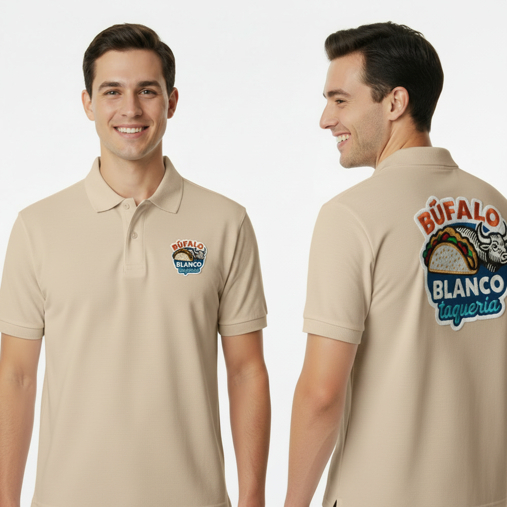 Playera bordada por ambos lados