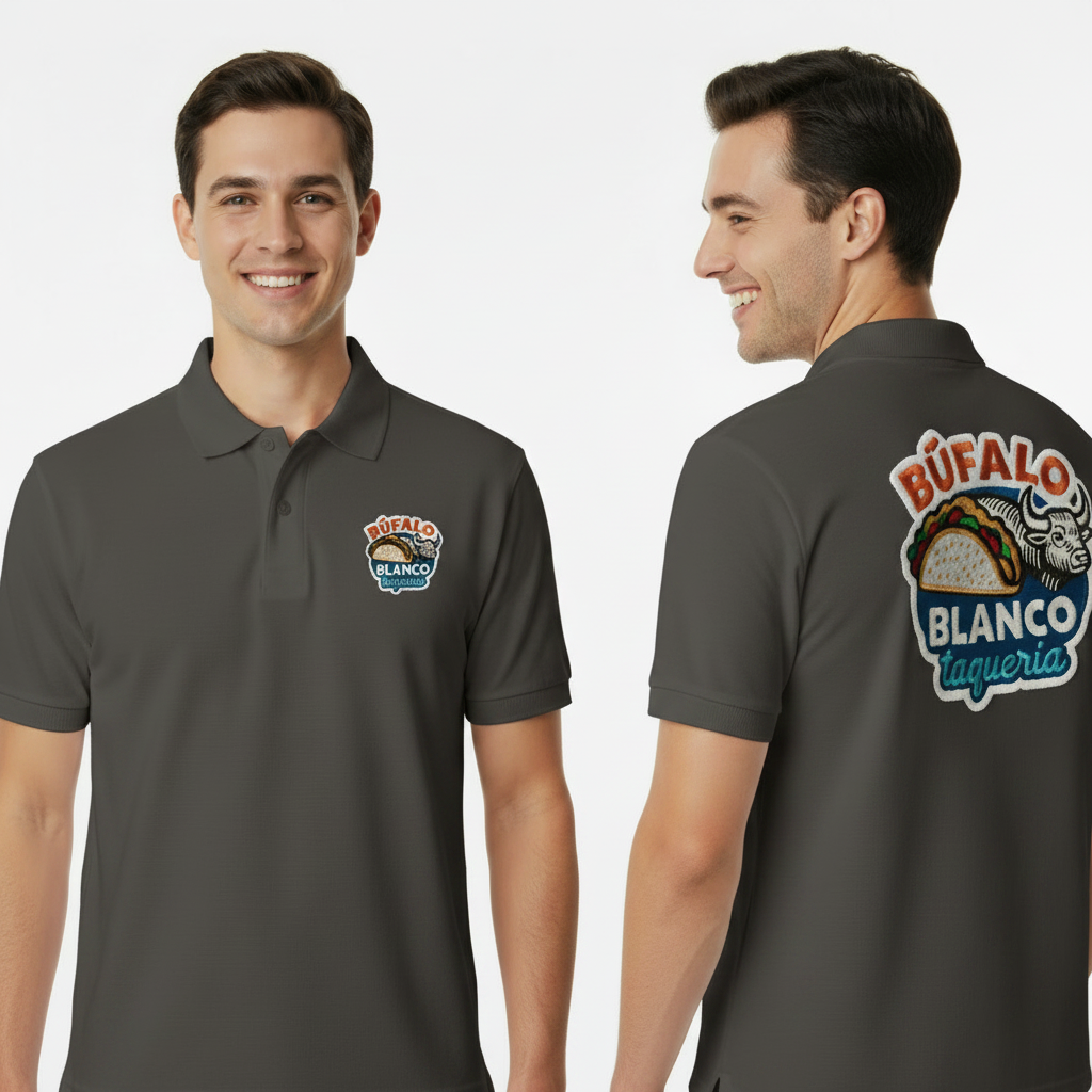 Playera bordada por ambos lados