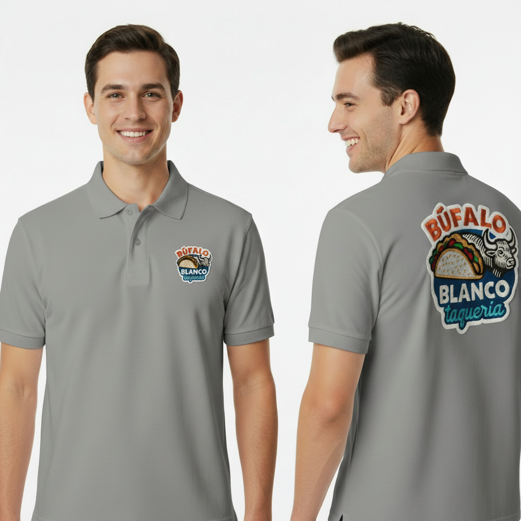 Playera bordada por ambos lados