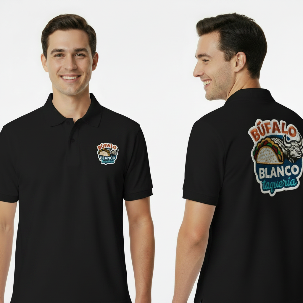 Playera bordada por ambos lados
