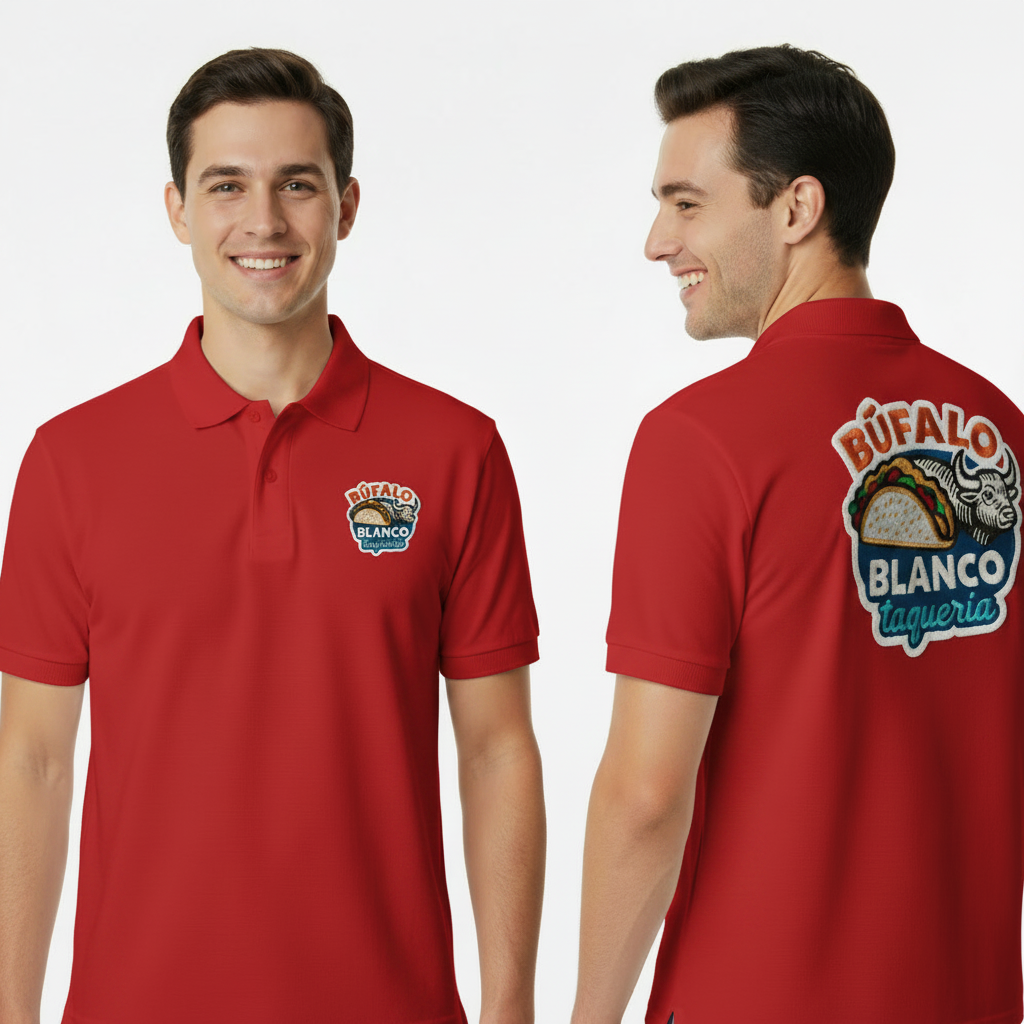 Playera bordada por ambos lados