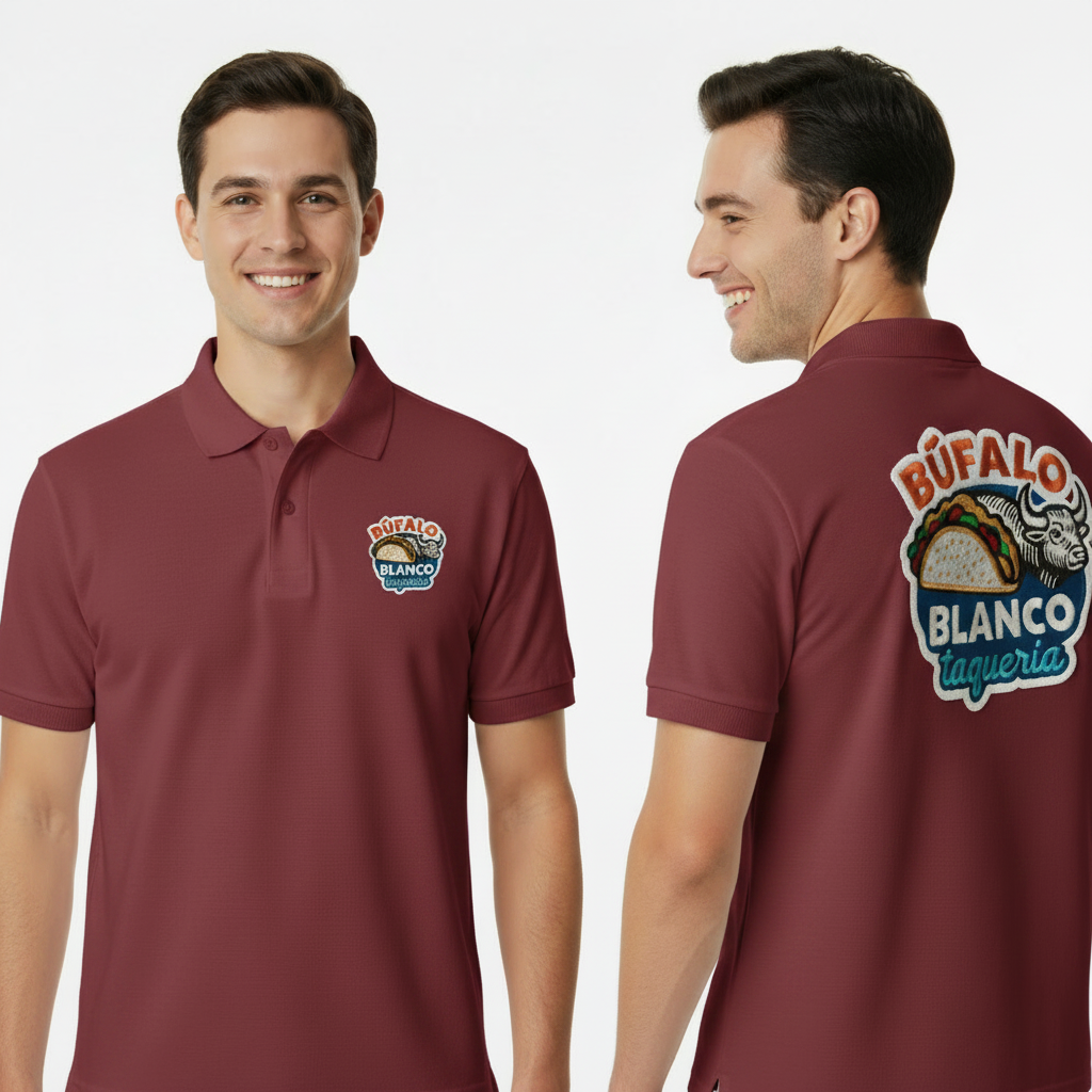 Playera bordada por ambos lados