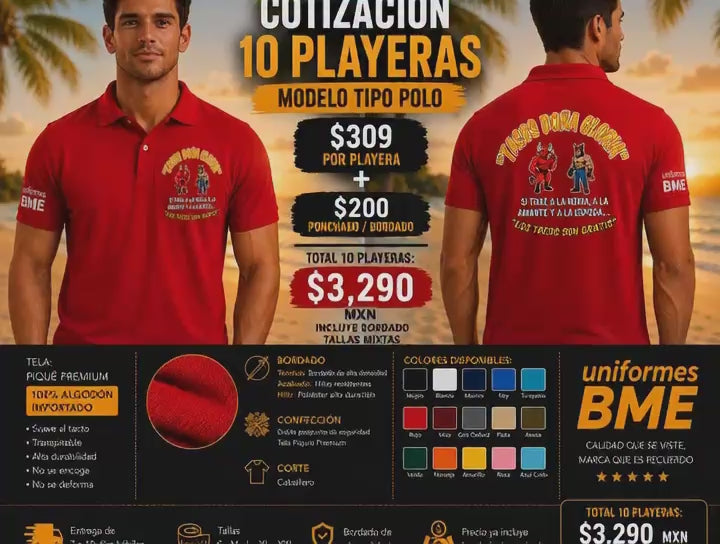 Playera bordada por ambos lados