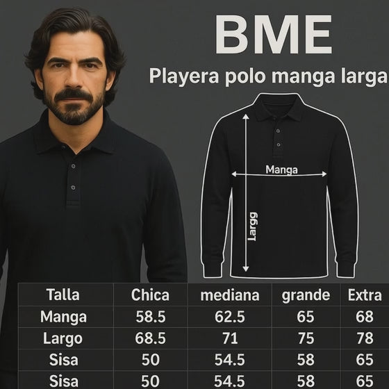 Playera tipo polo manga larga bordado frente